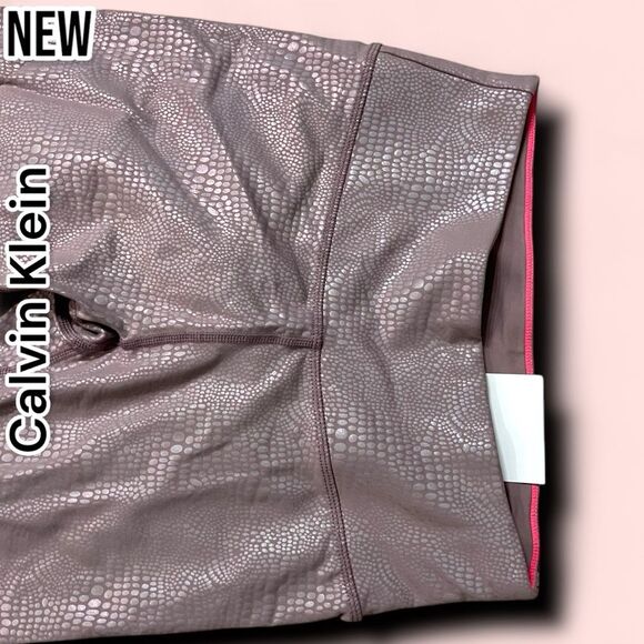 New Calvin Klein Womens Performance Metallic-Print High-Waist 7/8 Length Legging - Picture 4 of 7